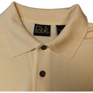 Jos A Bank Polo Golf Shirt Men's Sz Medium Cream 100% Silk Short Sleeves Casual